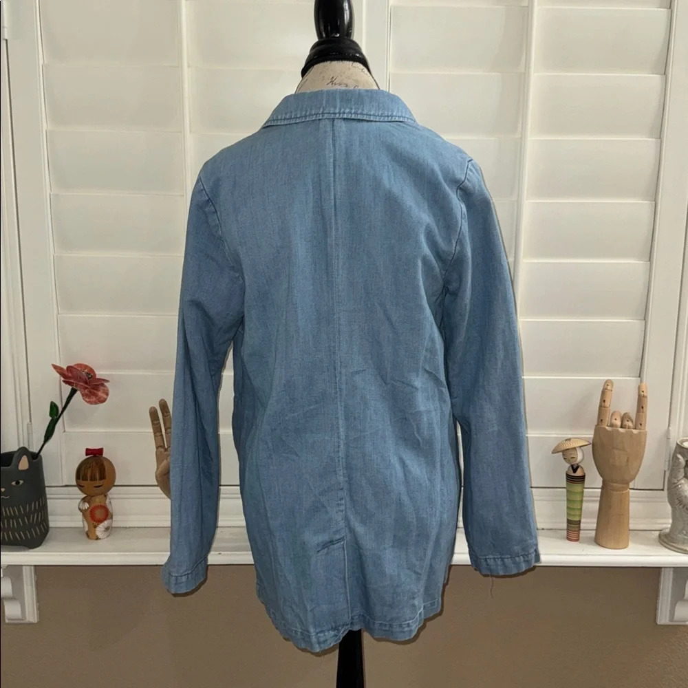 J. Jill Denim Blazer Cape Washes Cotton Linen Blend
